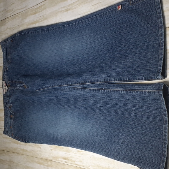 R Industrial Jeans Rampage Blue Denim Capris Size 13 Style 2KL3066 Split Cuffs - Picture 11 of 16